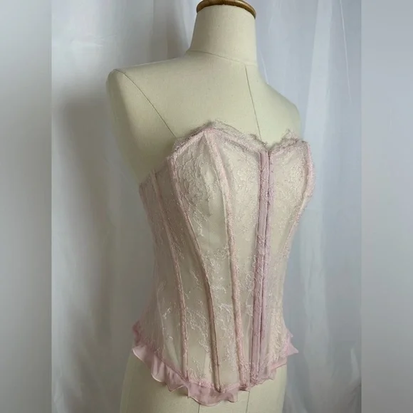NWT Vintage Janet Reger Pink Lace Basque Sz  34 - Picture 3 of 6